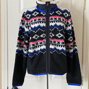 Polo Ralph Lauren Sherpa Fleece Full Zip Jacket Sweatshirt Black Multi Large